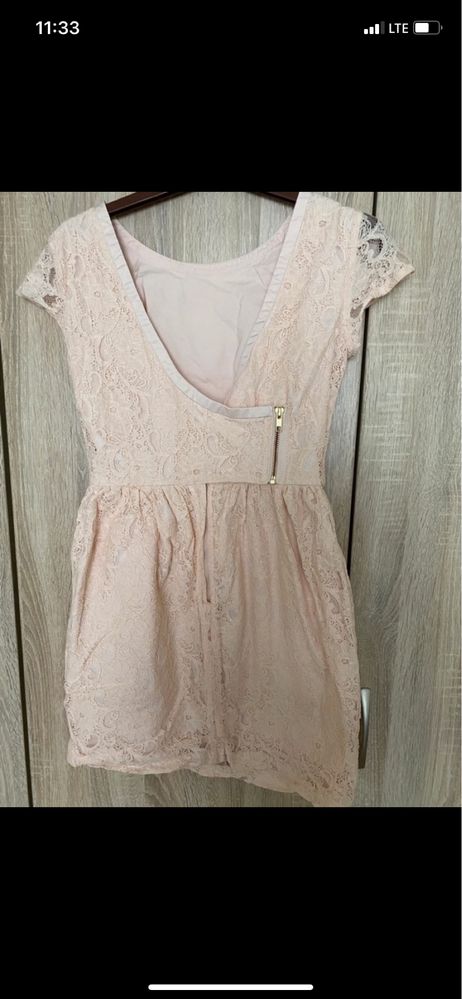 Sukienka koktailowa H&M conscious S 36 pudrowy róż andrzejki dyskoteka