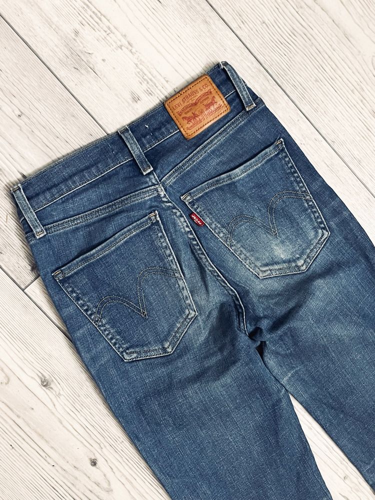 levi’s mile high rise skinny W25 XS niebieskie jeansy z wysokim stanem
