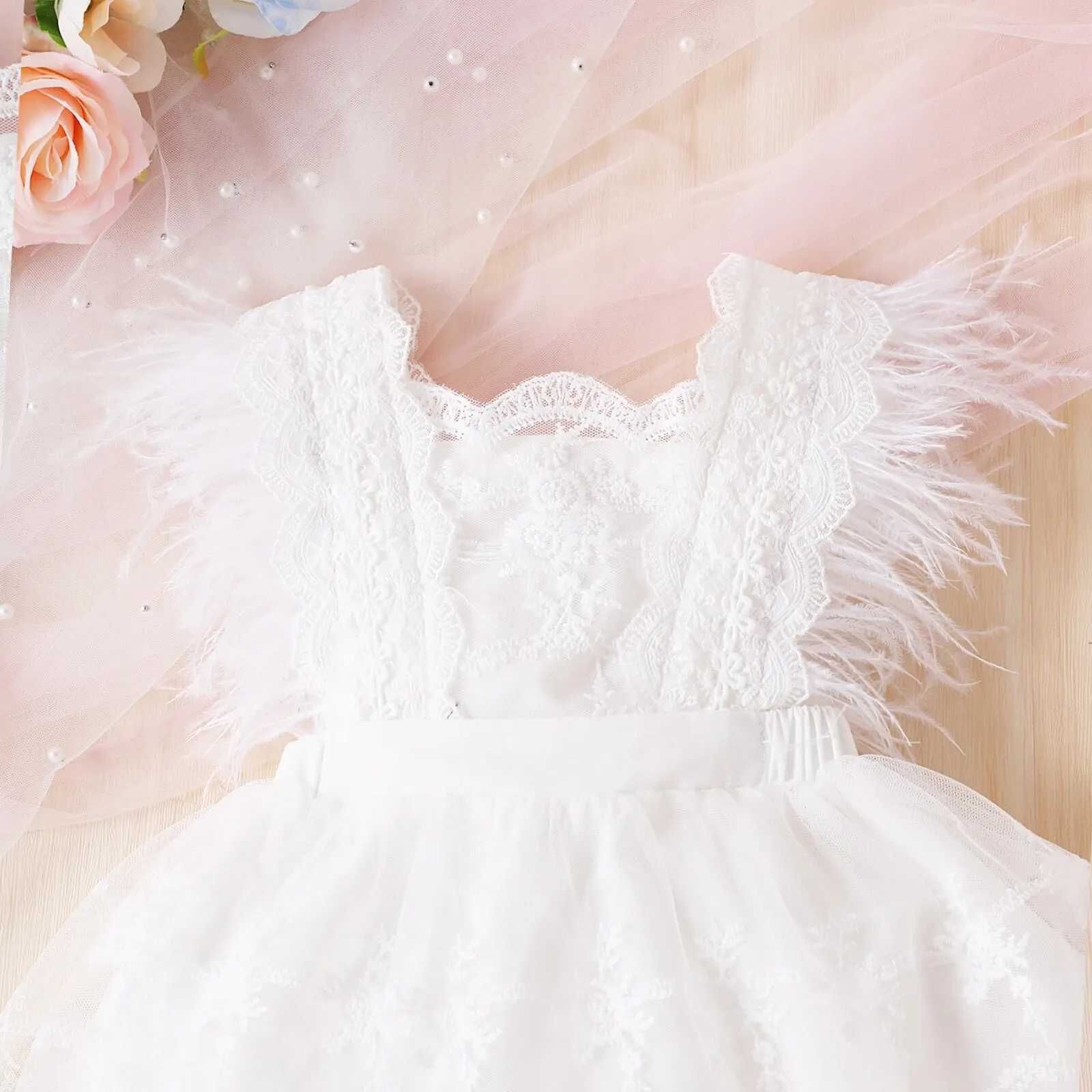 Sukienka dla dziewczynki wesele chrzest urodziny biała 110 cm NOWA