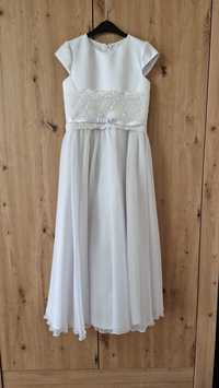 Sukienka komunijna szyfonowa biała rozmiar 128