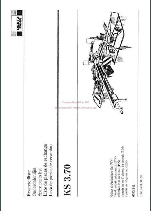 Katalog części zgrabiarka DEUTZ FAHR KS 3.70