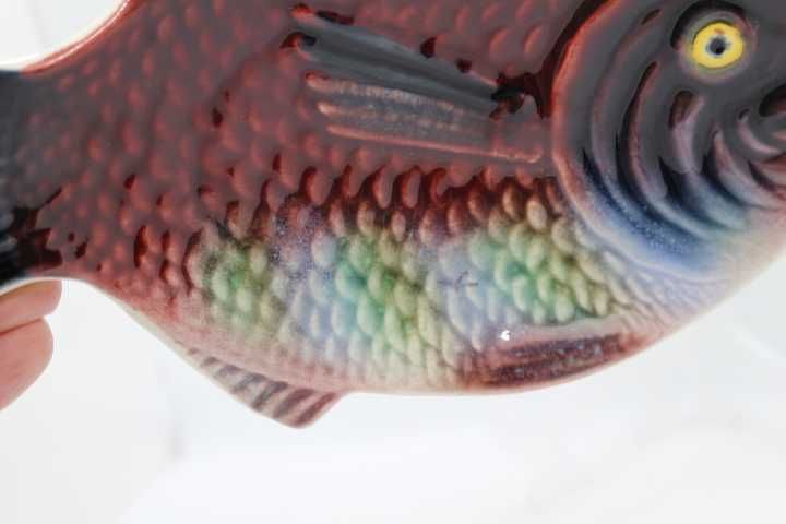 Travessa Peixe 21 cm Vidrada Faiança Caldas Rainha Marcada Subtil P.49