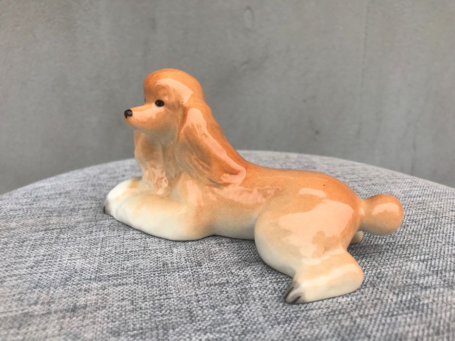 Rzadka figurka z porcelany lomonosov pudel porcelanowy pies , psa
