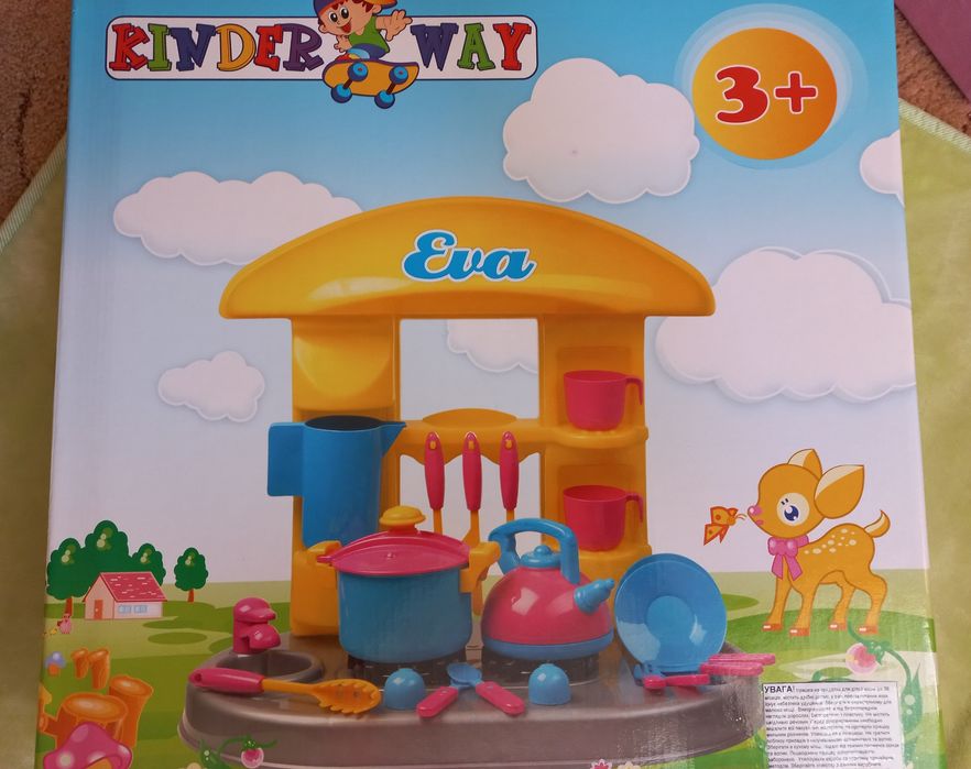 Дитяча іграшкова кухня, набір посуду Eva. Нова