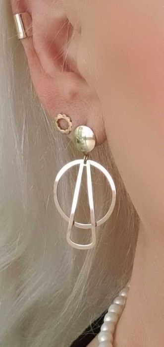 WŁOSKIE bajkowe złote kolczyki wiszące na bogato błyszczące lśniące