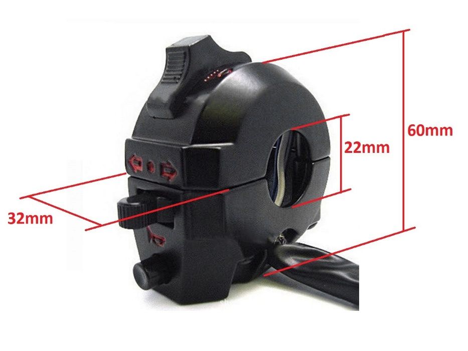 Comando de guiador com piscas, luzes e buzina