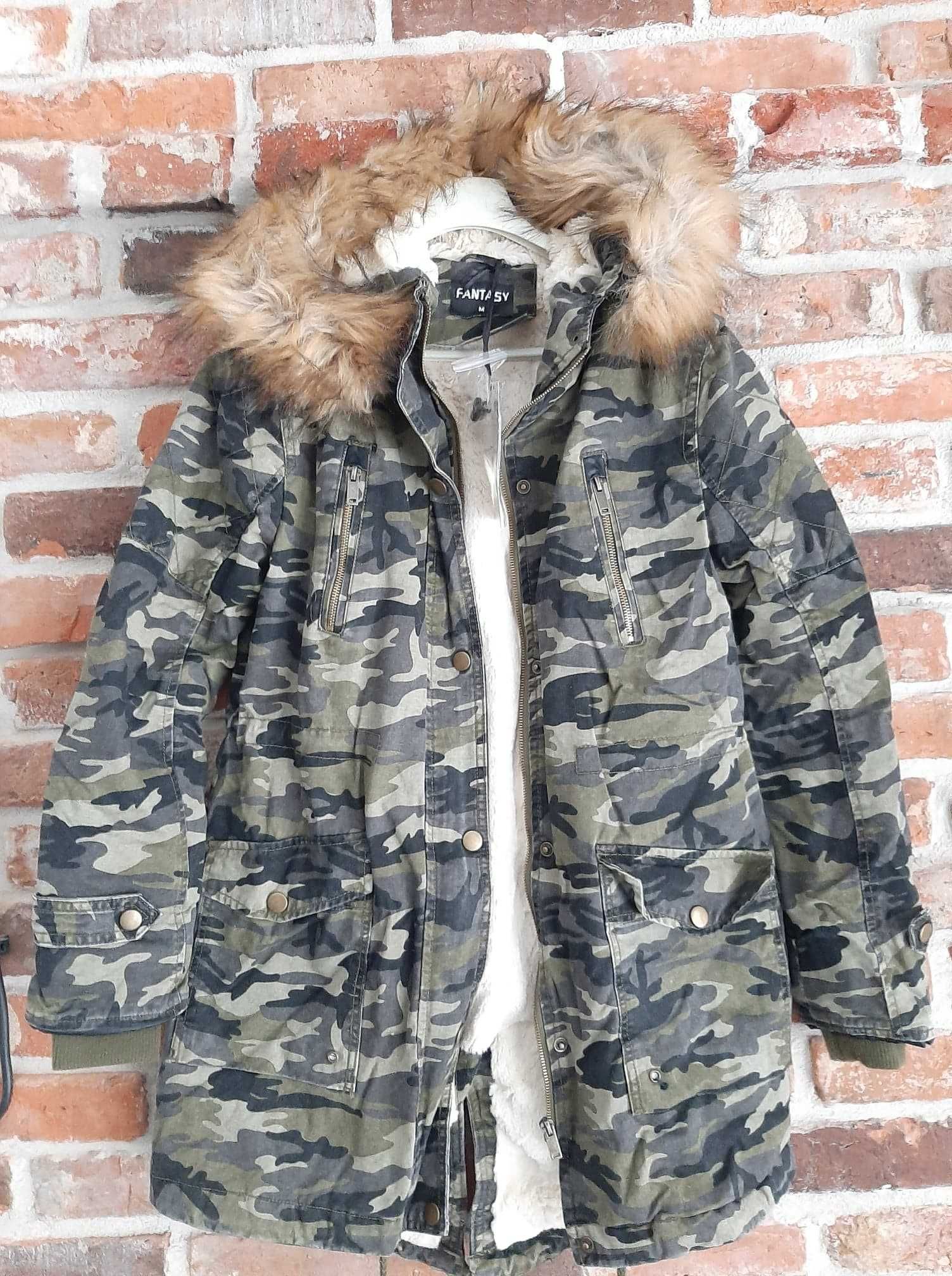 Nowa kurtka PARKA khaki moro z futerkiem przy kapturze /M