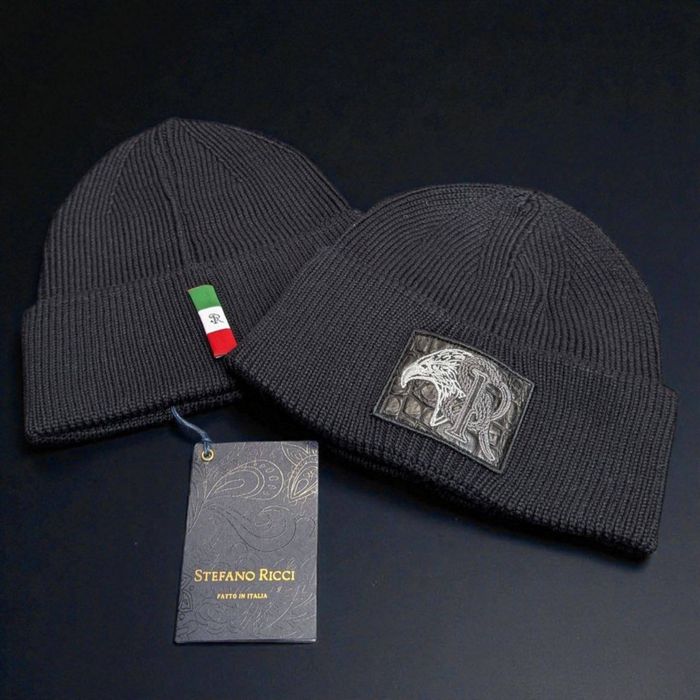 Шапка Stefano Ricci чорна чоловіча шапка стефано річчі чорна чоловіча