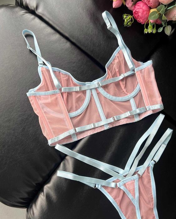 БІЛИЗНА ЖІНОЧА Комплект у блакитно-рожевому кольорі