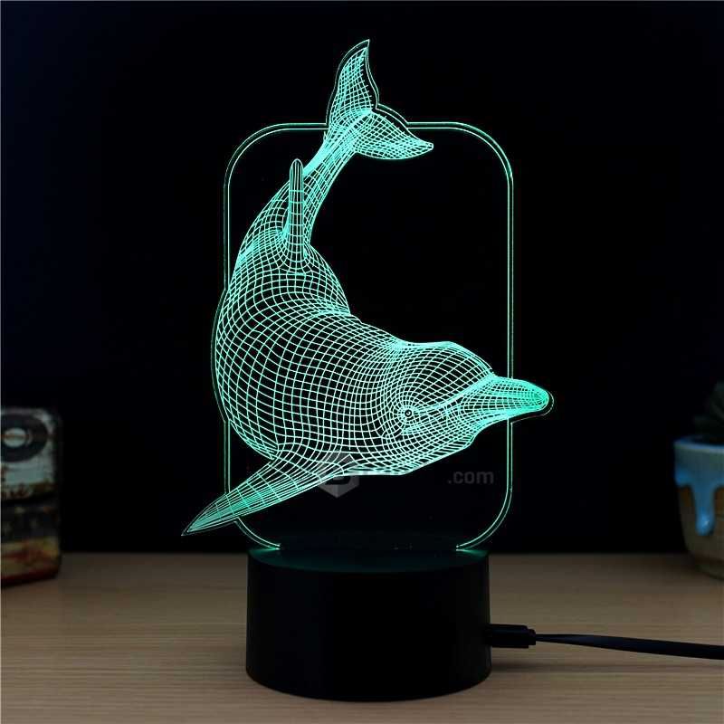 Lâmpada LED 3D "Golfinho"