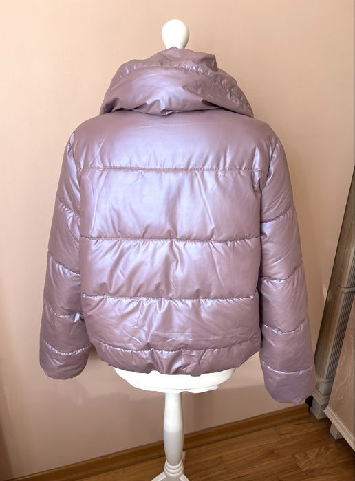 Kurtka puffer pikowana ciepła na jesień zimę liliowa lawendowa