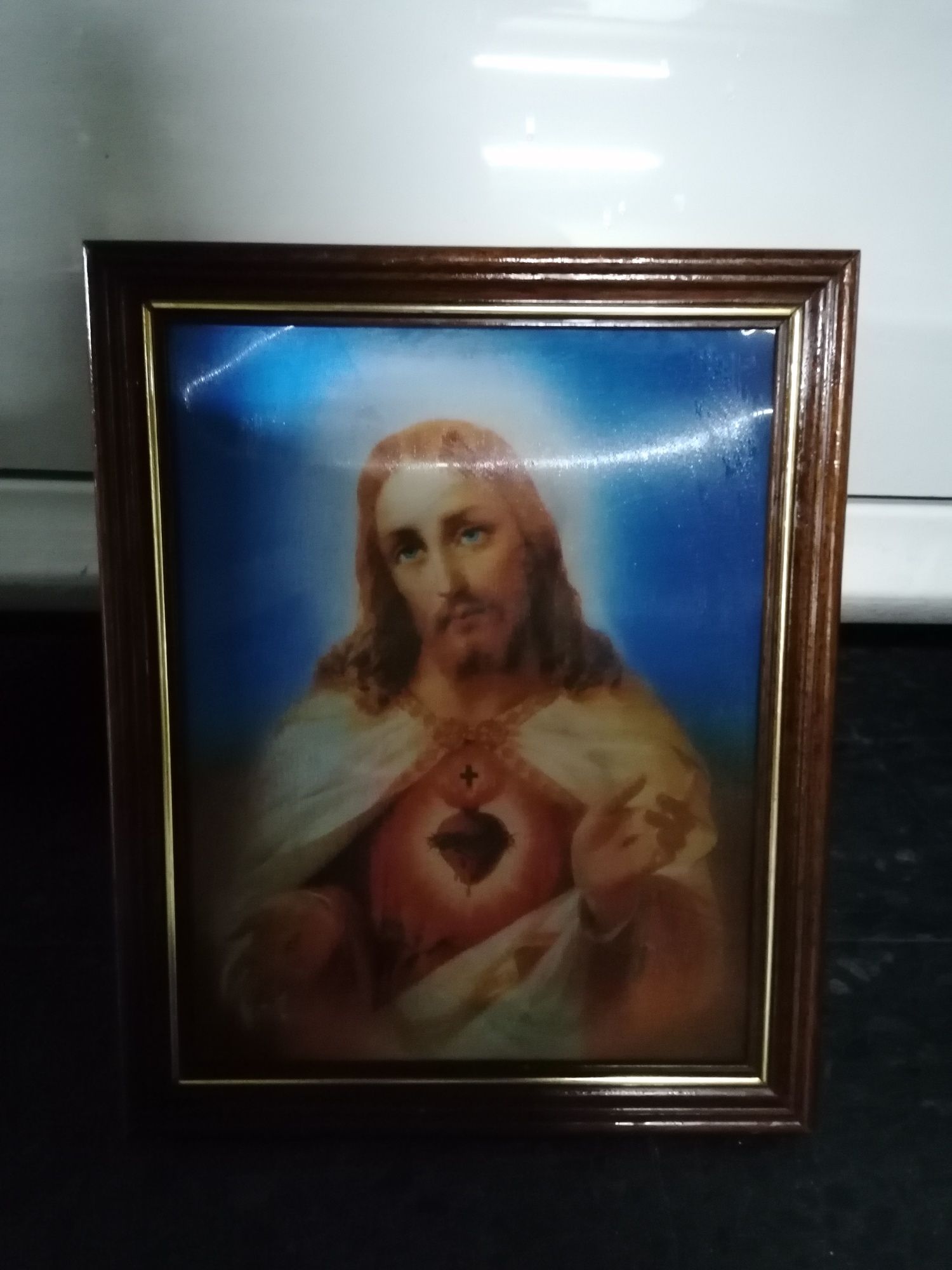 Quadro religioso com Maria e jesus