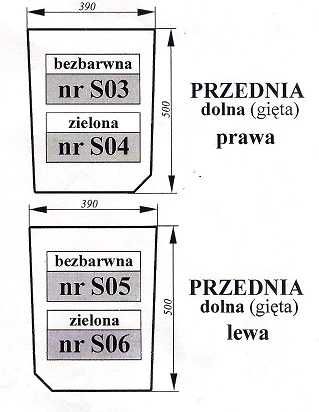 szyba do Zetor Proxima 5421  Forterra 95 - S 03  S 04  S 05  S 06