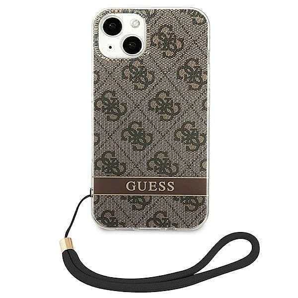 Etui Guess 4G Print Strap na iPhone 14 Plus - brązowe