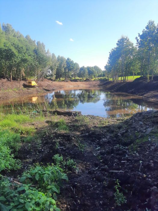 Kopanie, odmulanie stawów koparka linowa (wędką)