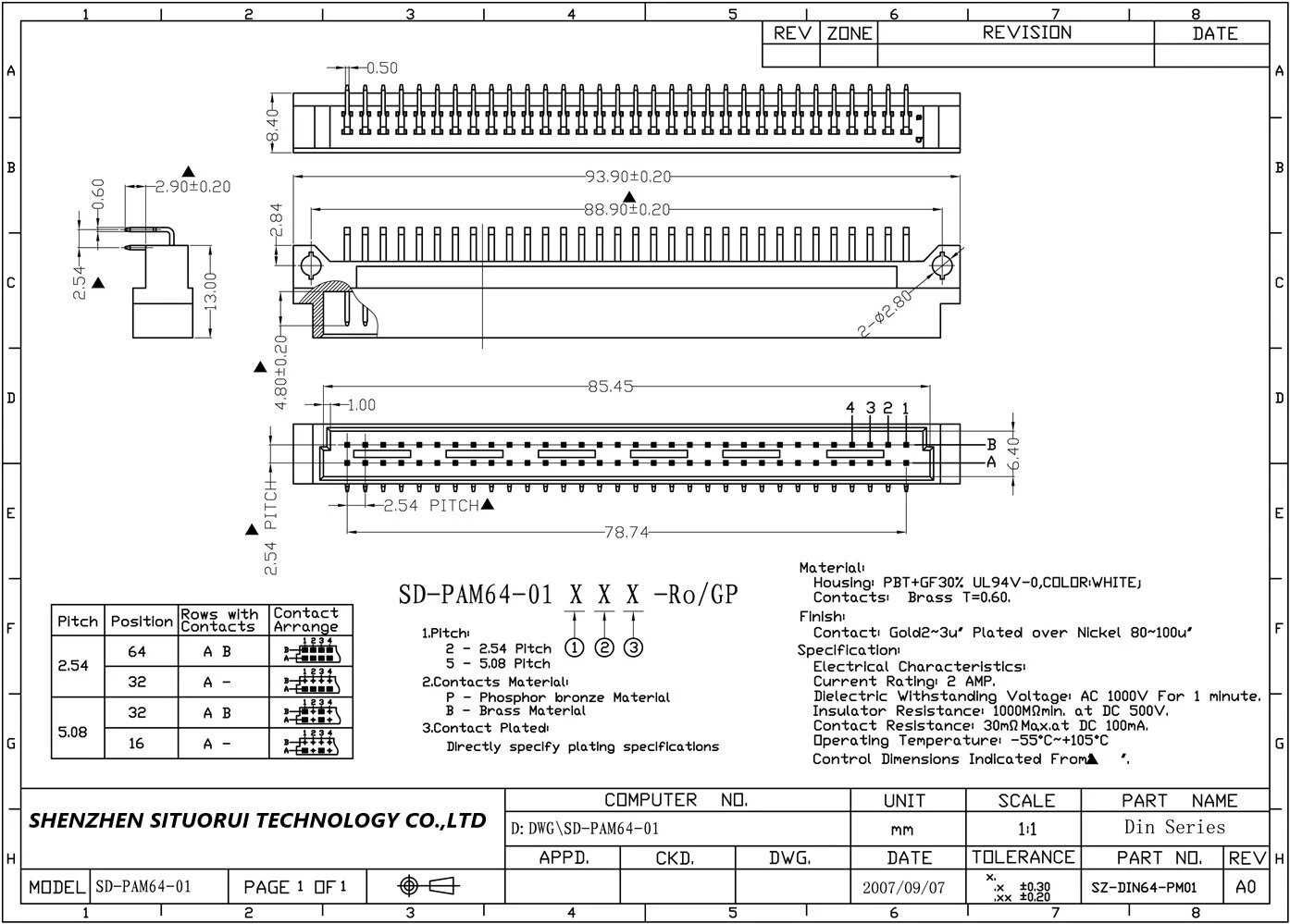 Разъём DIN41612 2x32 (9001-31641C00A) угловой на плату