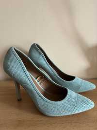 Sapato estilo stiletto azul turquesa 37