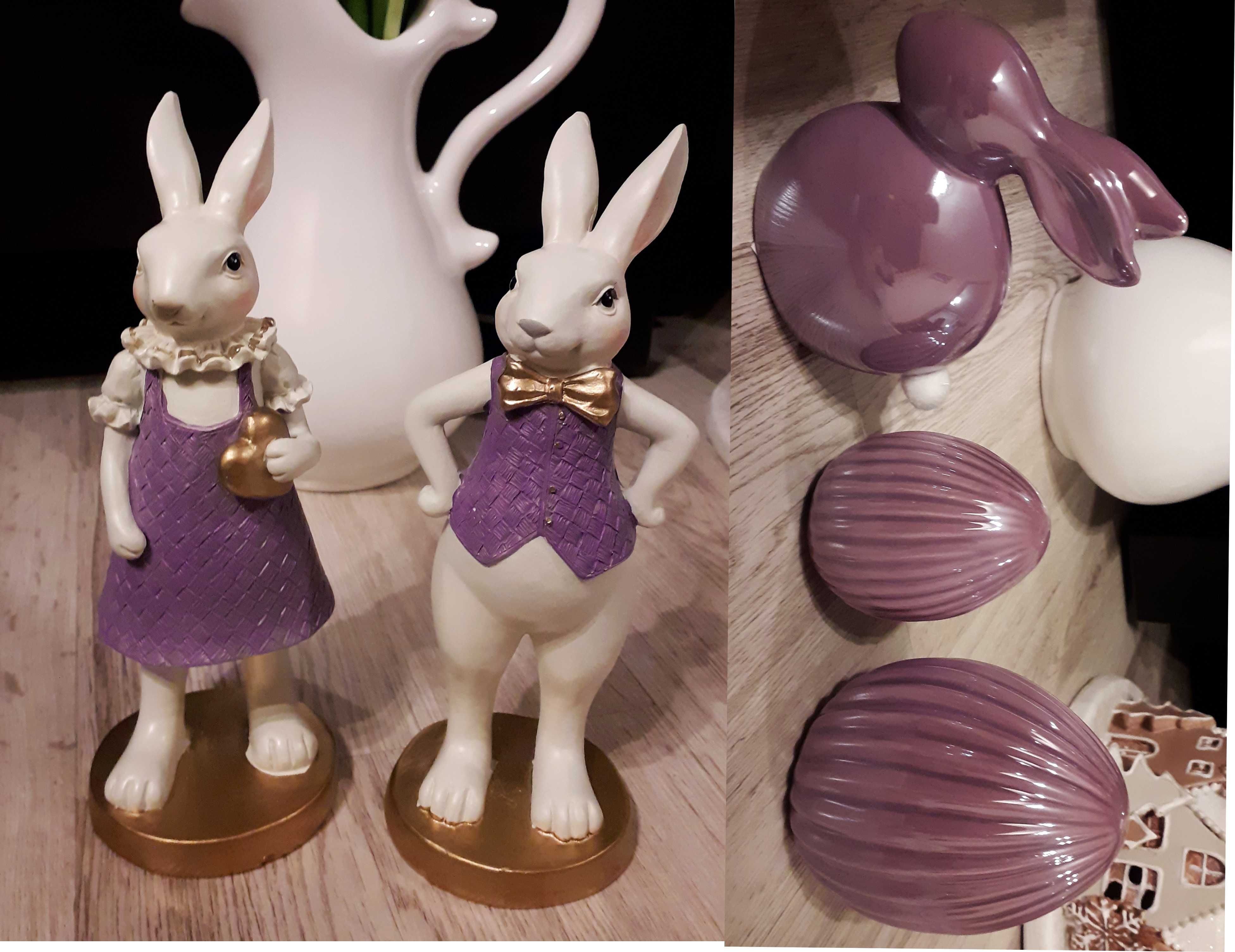 zestaw zając zające wielkanoc wielkanocne figurka figurki jajko królik
