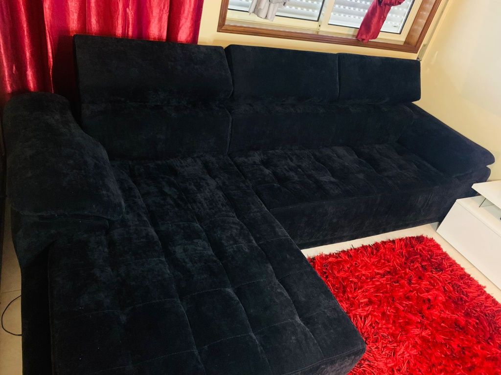 Sofá chaise long preto