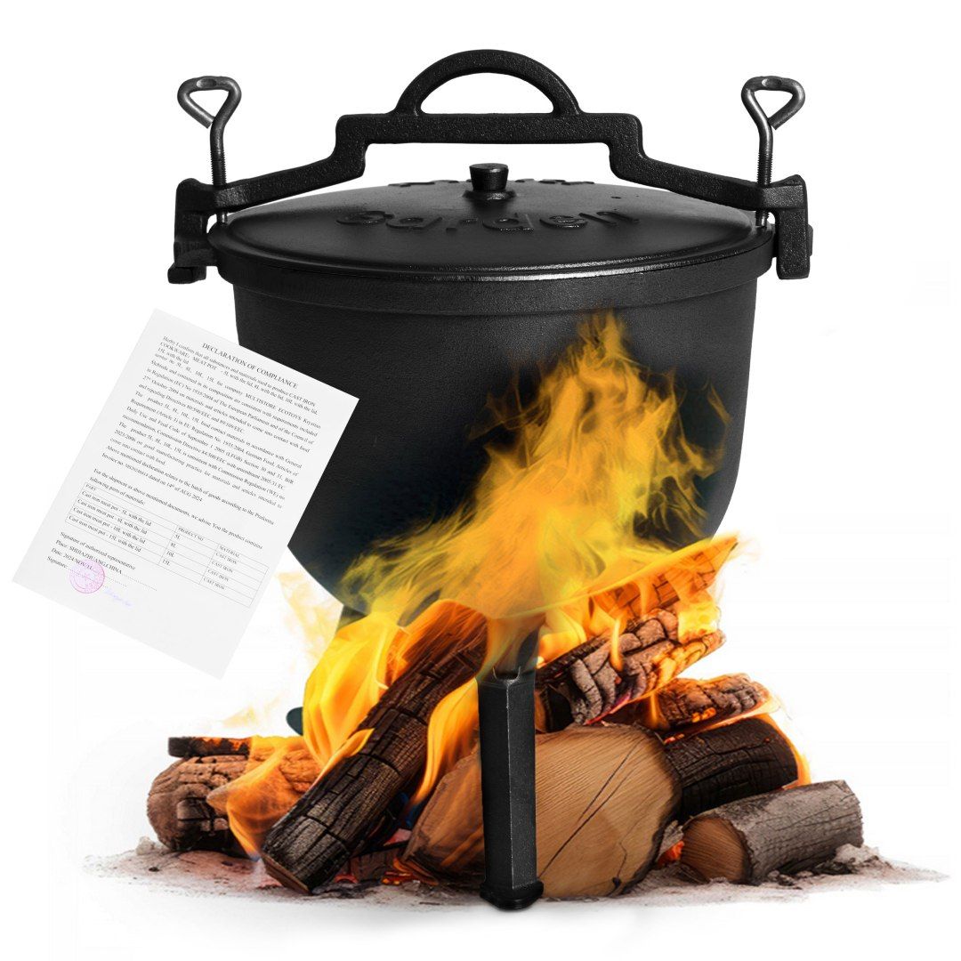 Kociołek żeliwny stojący 15L garnek myśliwski ognisko grill