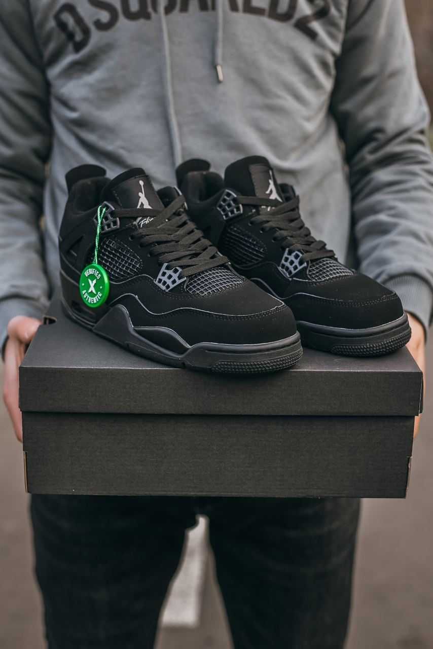 Мужские кроссовки Nike Air Jordan Retro 4 "Black Cat" Размеры 40-45