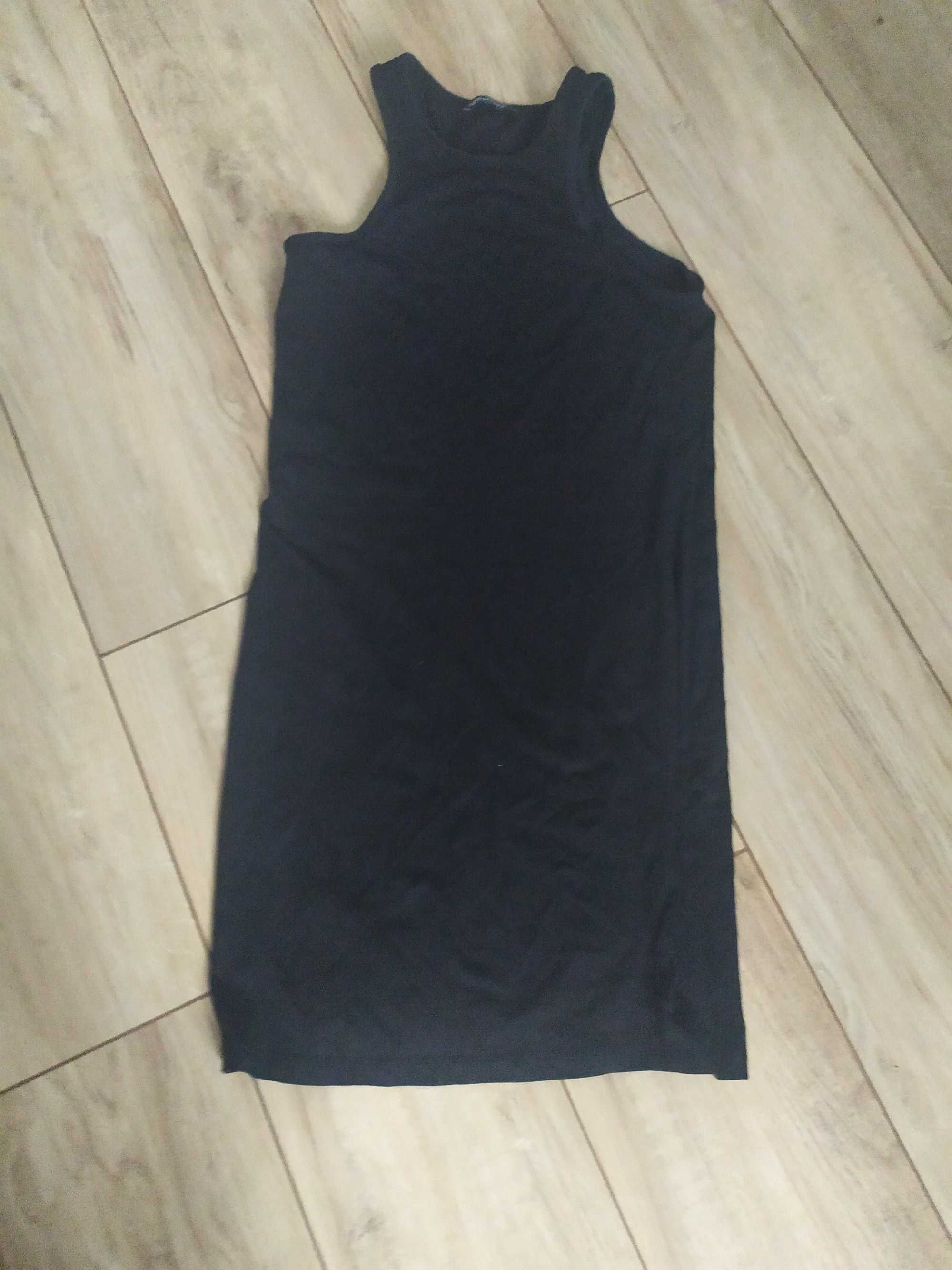 Czarna mini sukienka Terranova L bawełna tunika bez rękawów lato