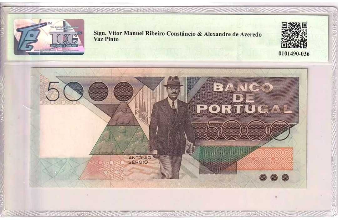 Nota Nova PMG - 5000 Escudos - 1985 Não Circulada