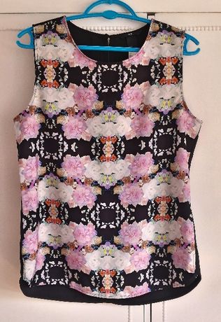 Nowa bluzka H&M 40 L 38 M czarna floral top kwiaty wzór print Lana Del