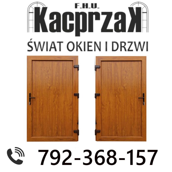 Drzwi Zewnętrzne 105x210 PCV KacprzaK Złoty dąb Prawe i Lewe