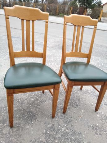 Komplet 4 krzeseł krzesła drewniane dębowe tapicerowane skórzane DOWÓZ