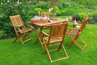 Meble Ogrodowe Drewno Akacjowe Z Certyfikatem FSC Stół + 4 Krzesła