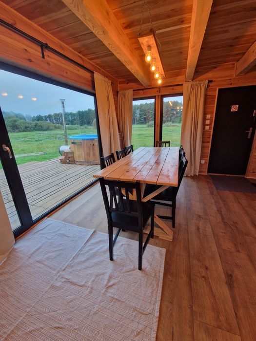 Domek Mazury nad jeziorem sauna balia jacuzzi