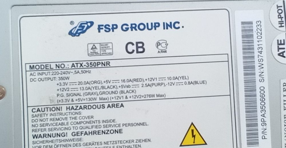 Компьютерный блок питания FSP GROUP INC ATX-350PNR