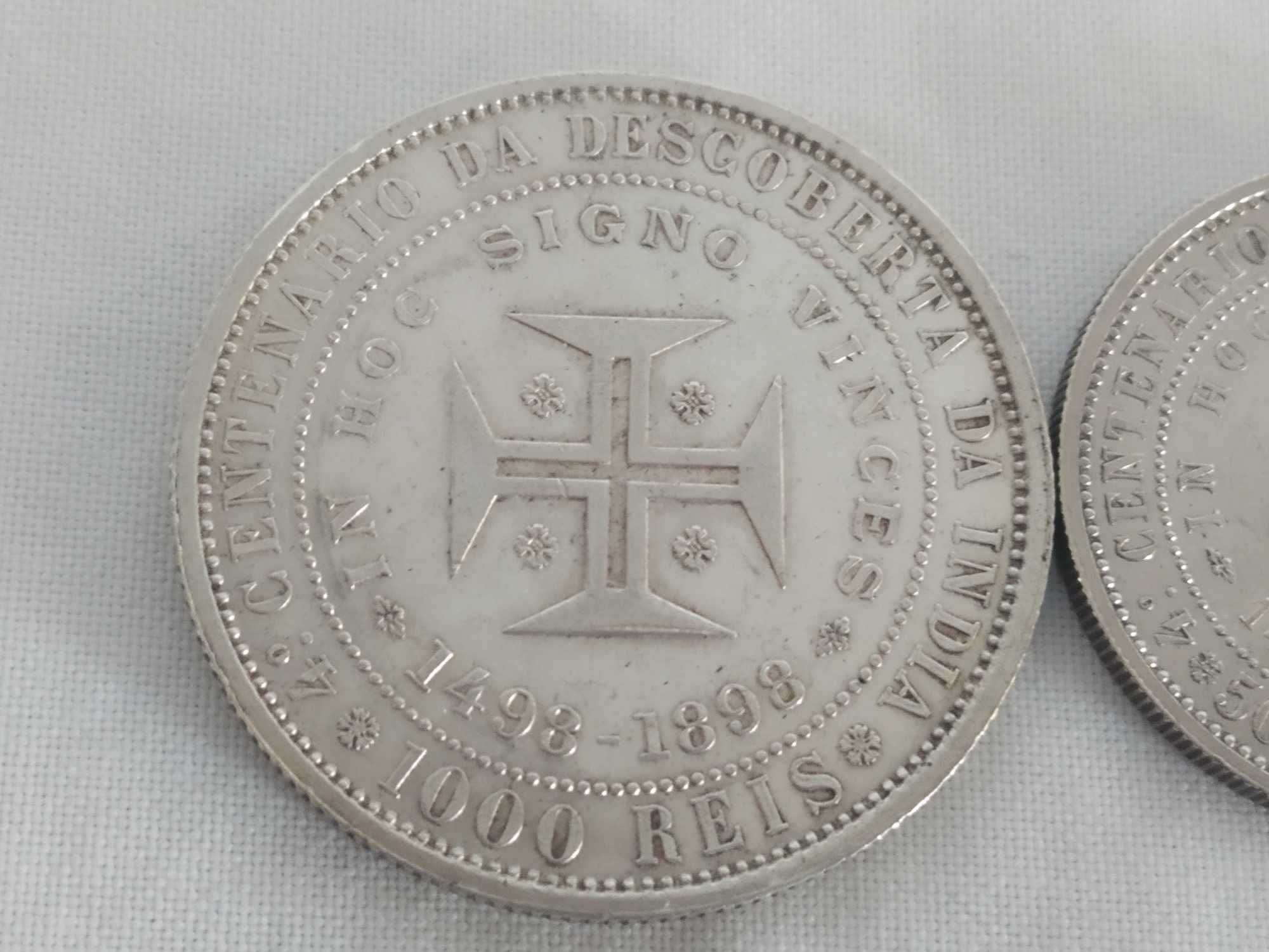 moeda Reis prata D. Carlos I D. Amélia de 1898 - IV Cent da Desc Índia