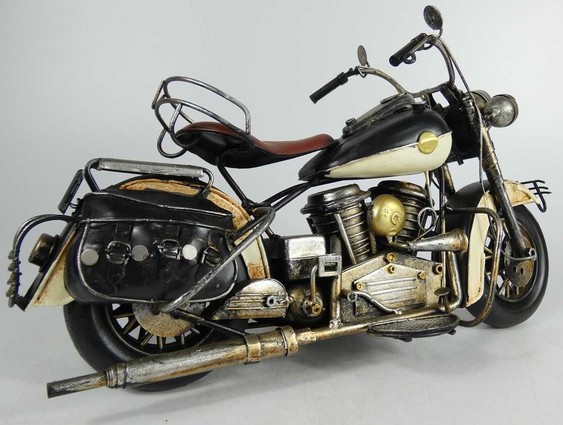 Metalowy czarny MOTOR retro pojazd 34 cm motocykl