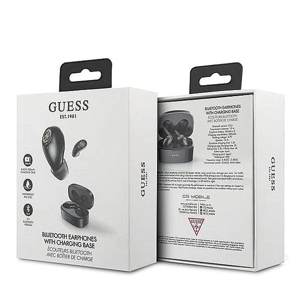 Słuchawki Bluetooth Guess 4G TWS + stacja dokująca - czarne