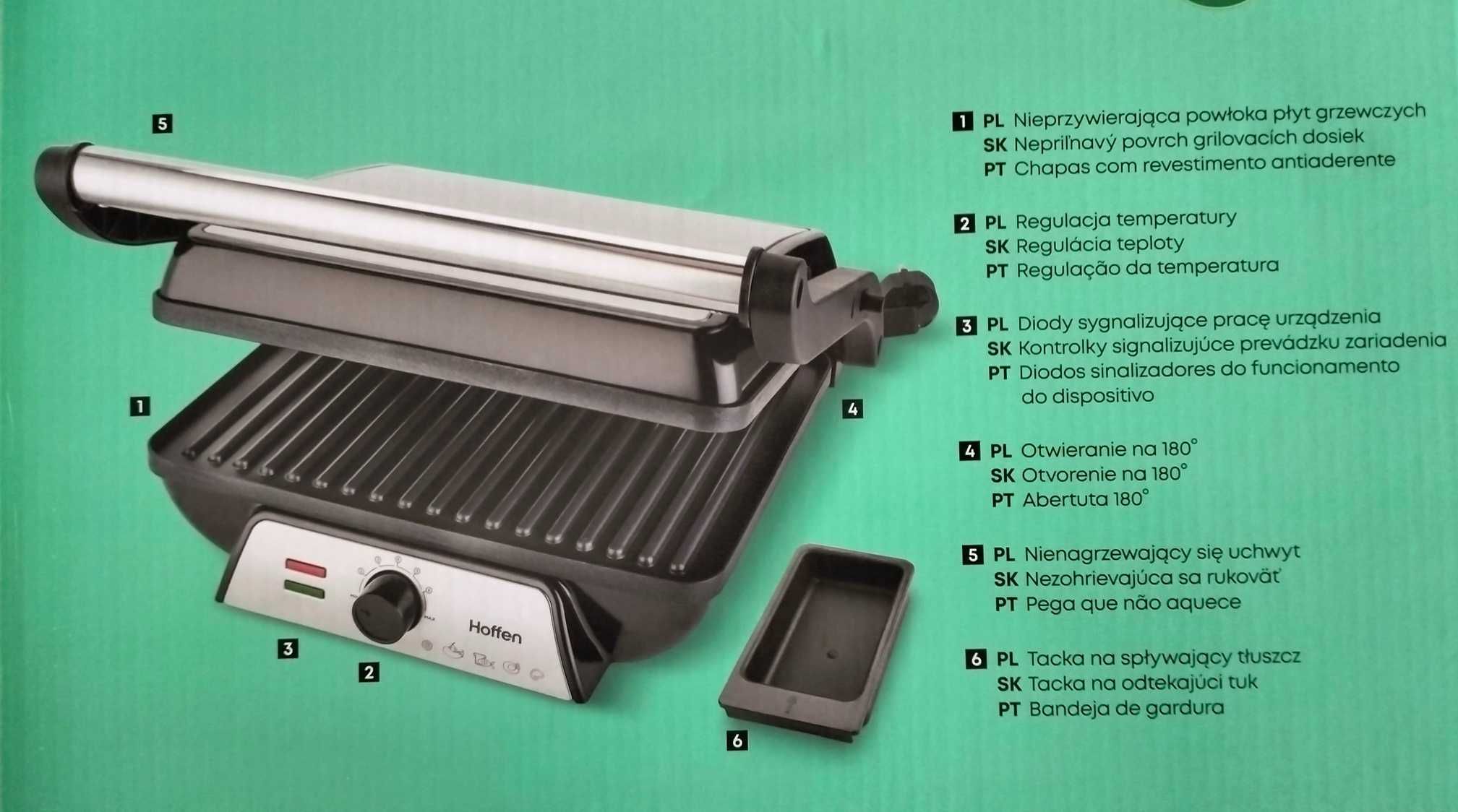 Grill elektryczny z regulacją temperatury moc 2000W