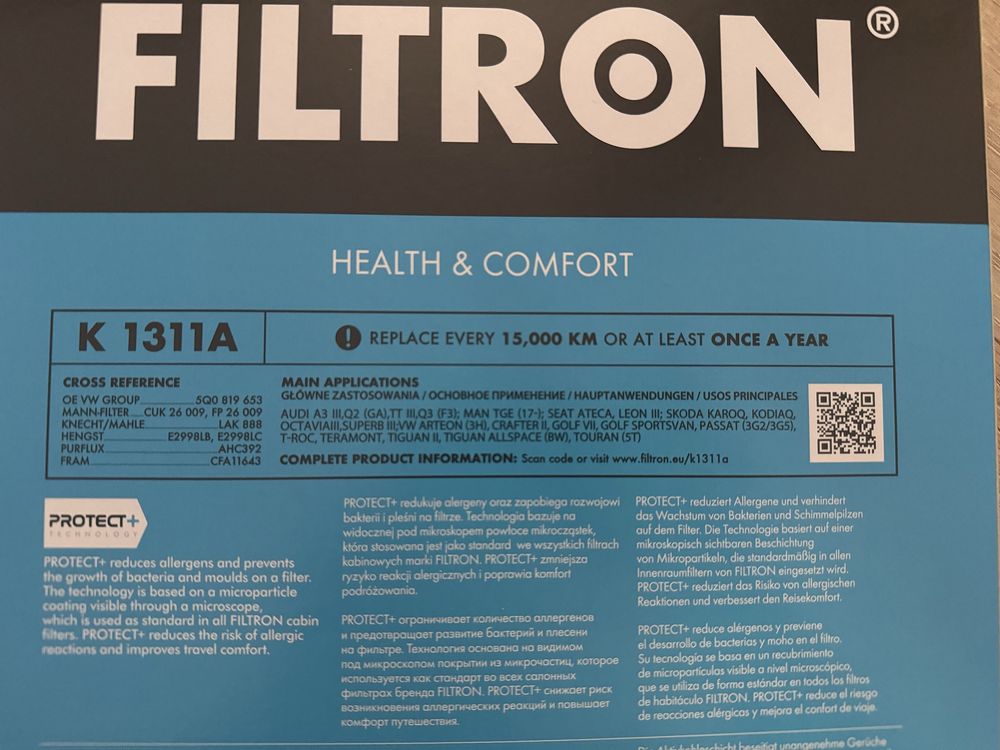 Filtr kabinowy Filtron K 1311A