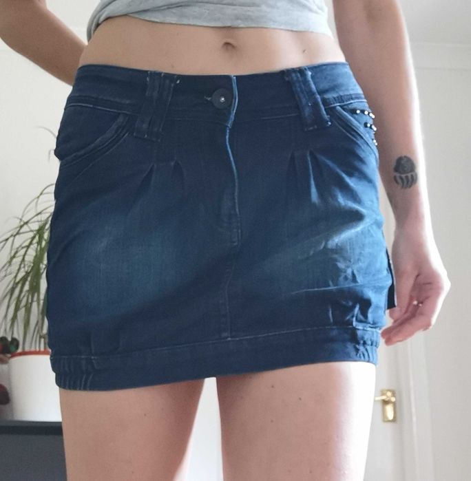 Mini spodniczka jeansowa sexy przetarcia dzety