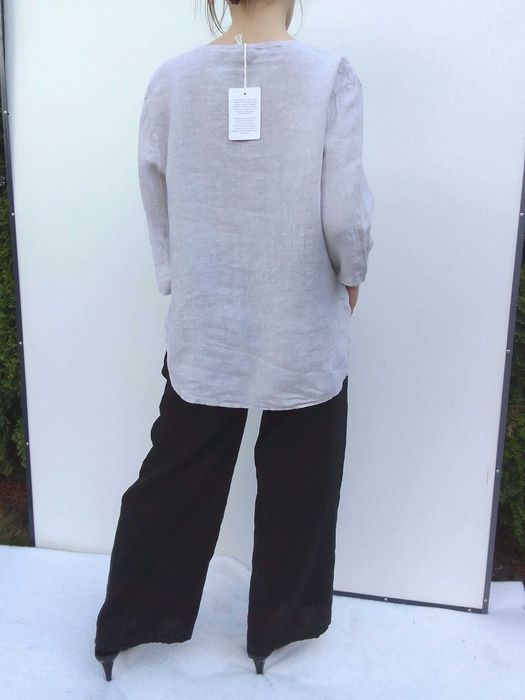 Lniany komplet szerokie spodnie koszula 100% len puro lino S M L uniwe