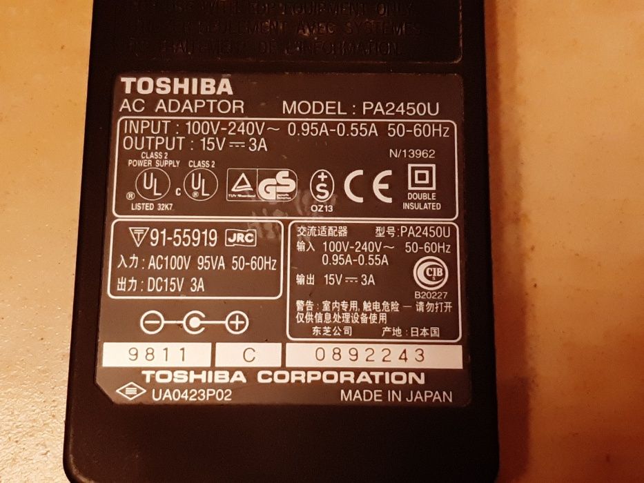 Carregador Original Toshiba 15v 3a