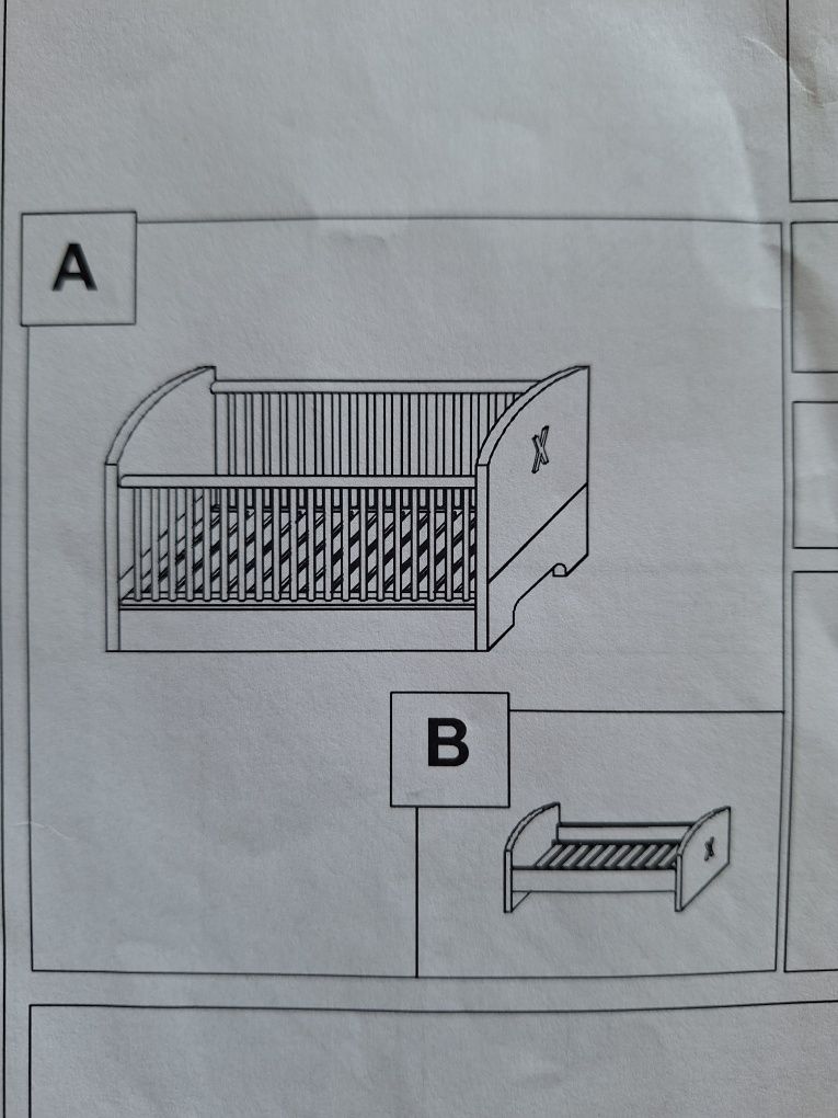 Łóżeczko dziecięce i tapczanik 2 w 1  ATB i materac Alvi 70 x 140 cmi