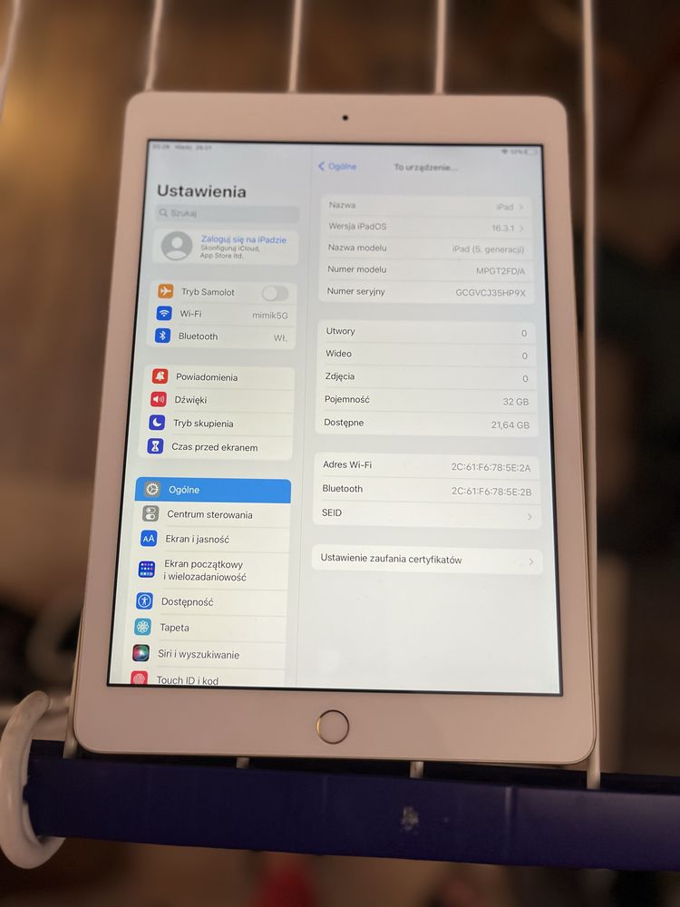 Ipad 5 generacji zloty 32GB
