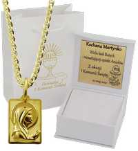 Złoty Łańcuszek Gucci z Medalikiem pr 585 Grawer Gratis - 45 CM