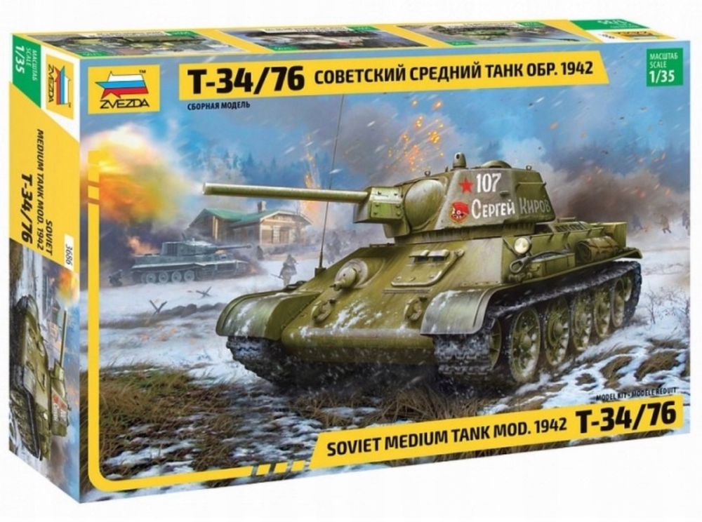 Zvezda 3686 Model do sklejania Radziecki lekki czołg T-34/76 Mod.1942