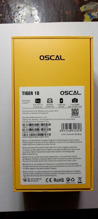 Смартфон Oscal Tiger 10 8/256GB Dual Sim Summer Sky Blue