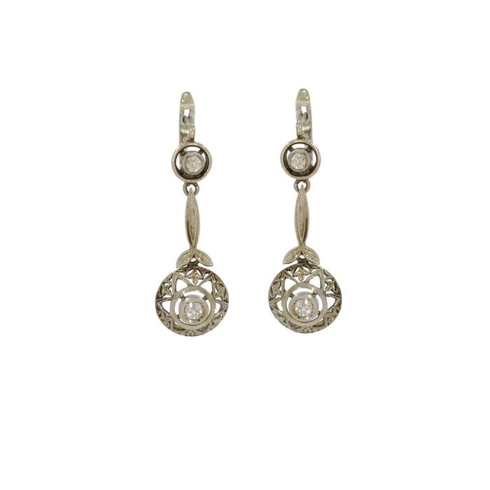 Kolczyki 18k złoto art deco z diamentami