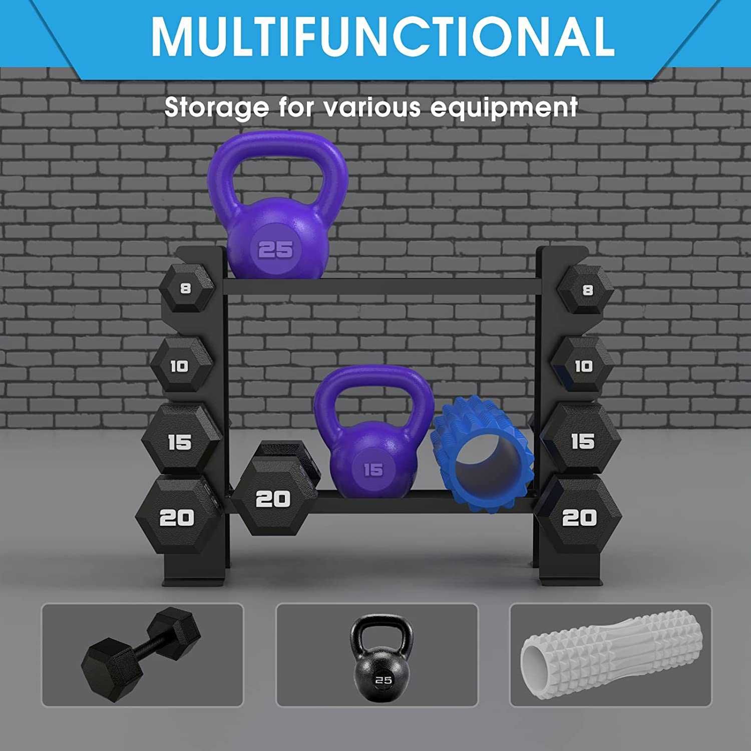 Prateleira de armazenamento para halteres, musculação