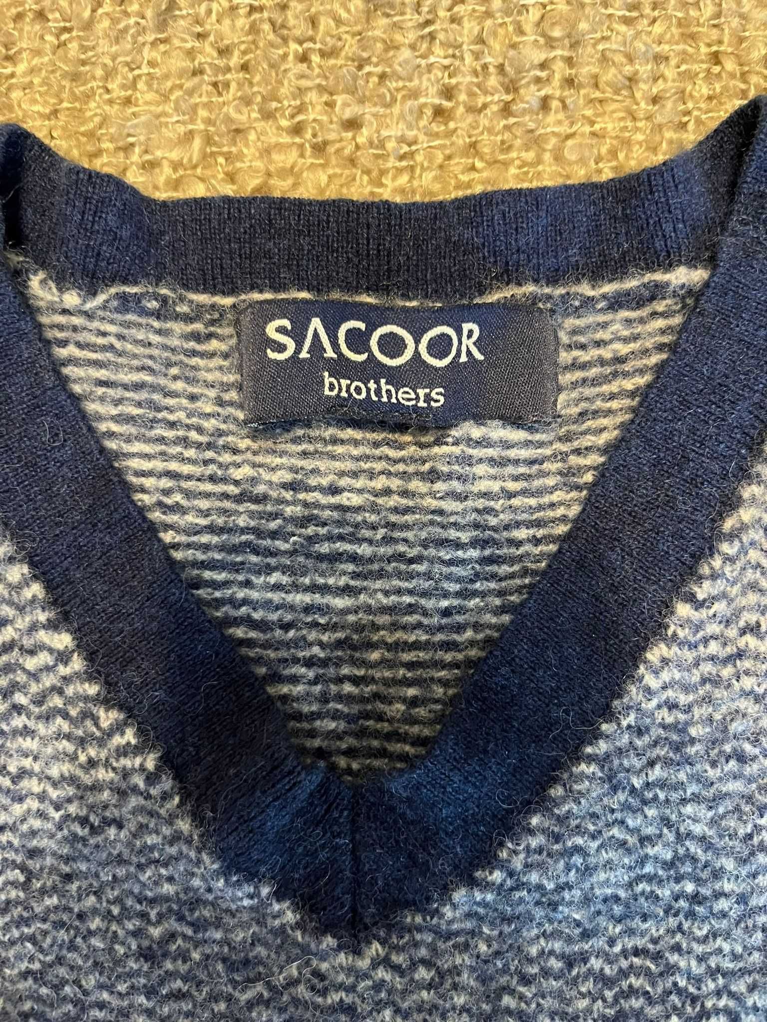 Camisola de lã, com riscas azuis escuras da SACOOR