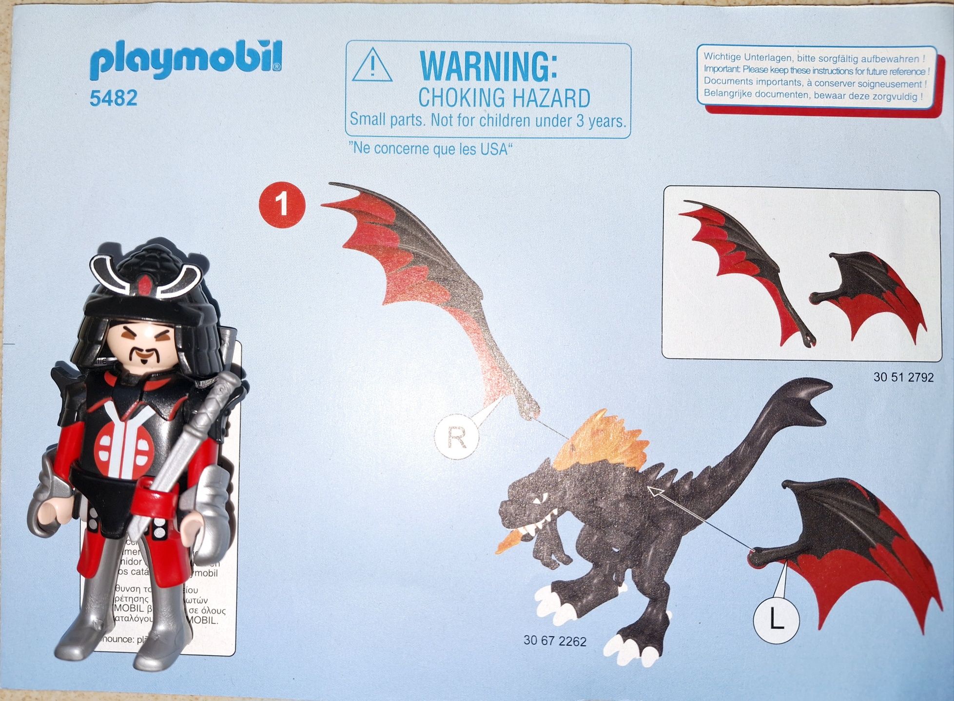 Duży smok LED  z wojownikiem akcesoria PLAYMOBIL 5402 unikat